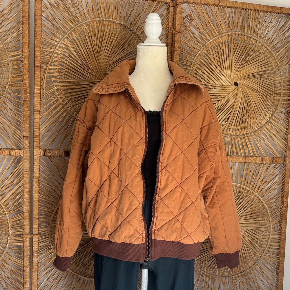 Women's Quilted Tan Puffer Jacket